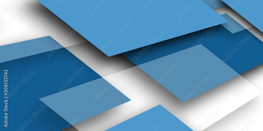Fototapete modern blue background overlap paper with blank space for your text