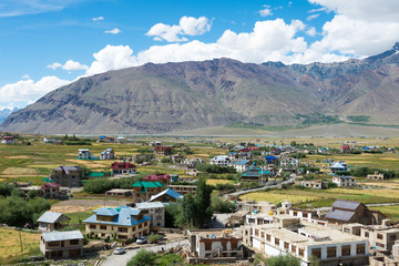 Zanskar, India - Aug 15 2019 - Beautiful scenic view from Padum Village in Zanskar, Ladakh, Jammu and Kashmir, India.