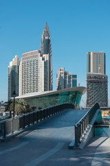 Obraz na płótnie Canvas Cityscape, Bridge over the Canal in the Downtown, Business Bay, Dubai, Nov.2016