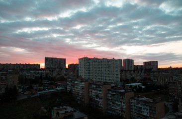 Sunset in the city of Baku Azerbaijan