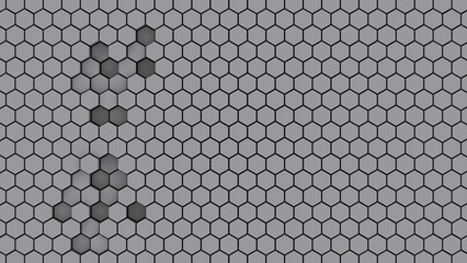 Abstract gray hexagonal background; conceptual geometric image 3d rendering, 3d illustration