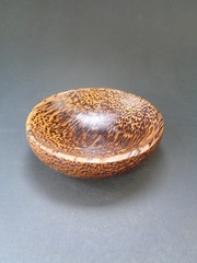 Empty Wooden Bowl, isolated with black background - Image