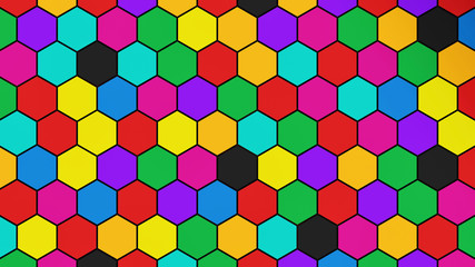 Abstract colorful hexagon pattern and texture background 3d rendering, 3d illustration