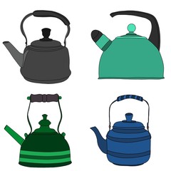 Illustration of various kettles