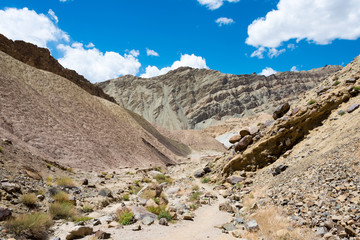 Ladakh, India - Aug 21 2019 - Beautiful scenic view from Between Likir and Yangtang in Sham Valley, Ladakh, Jammu and Kashmir, India.
