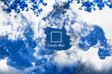the color trend of the year 2020 classic blue, water paint motion and movement background