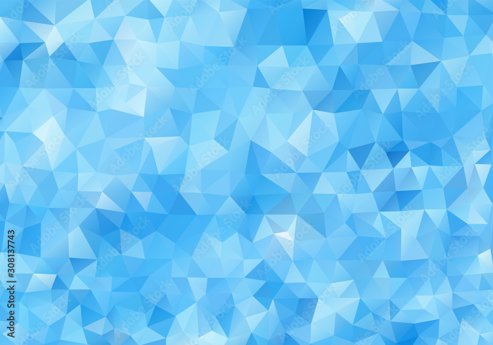 Aufkleber Abstract light blue background. Colorful polygonal mosaic pattern template. Blue vector triangle geometric backdrop. Modern low poly closeup of colorful ice for wallpaper design. Geometric template.