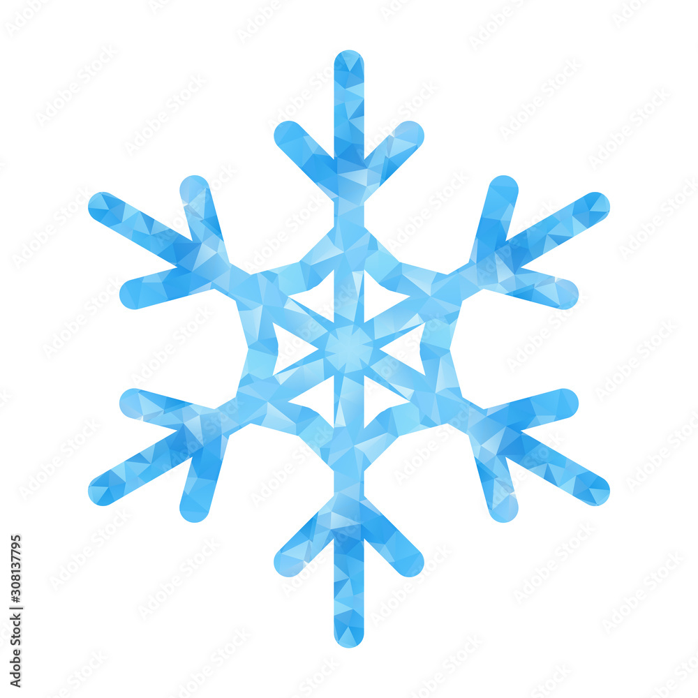 Poster Abstract design template with polygonal snowflake for decoration design. Vector decorative background. Winter symbol. Low poly banner with snowflake on white background for decorative design.