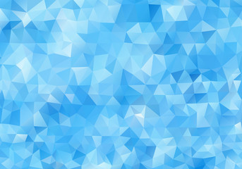 Abstract light blue background. Colorful polygonal mosaic pattern template. Blue vector triangle geometric backdrop. Modern low poly closeup of colorful ice for wallpaper design. Geometric template.
