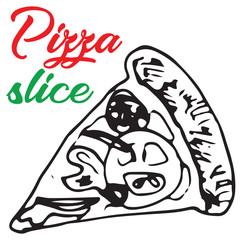 Vector sketch illustration of sliced Italian pizza