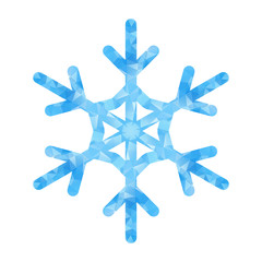 Abstract design template with polygonal snowflake for decoration design. Vector decorative background. Winter symbol. Low poly banner with snowflake on white background for decorative design.