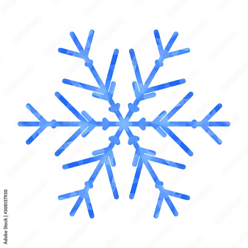 Poster Abstract design template with polygonal snowflake for decoration design. Vector decorative background. Winter symbol. Low poly banner with snowflake on white background for decorative design.