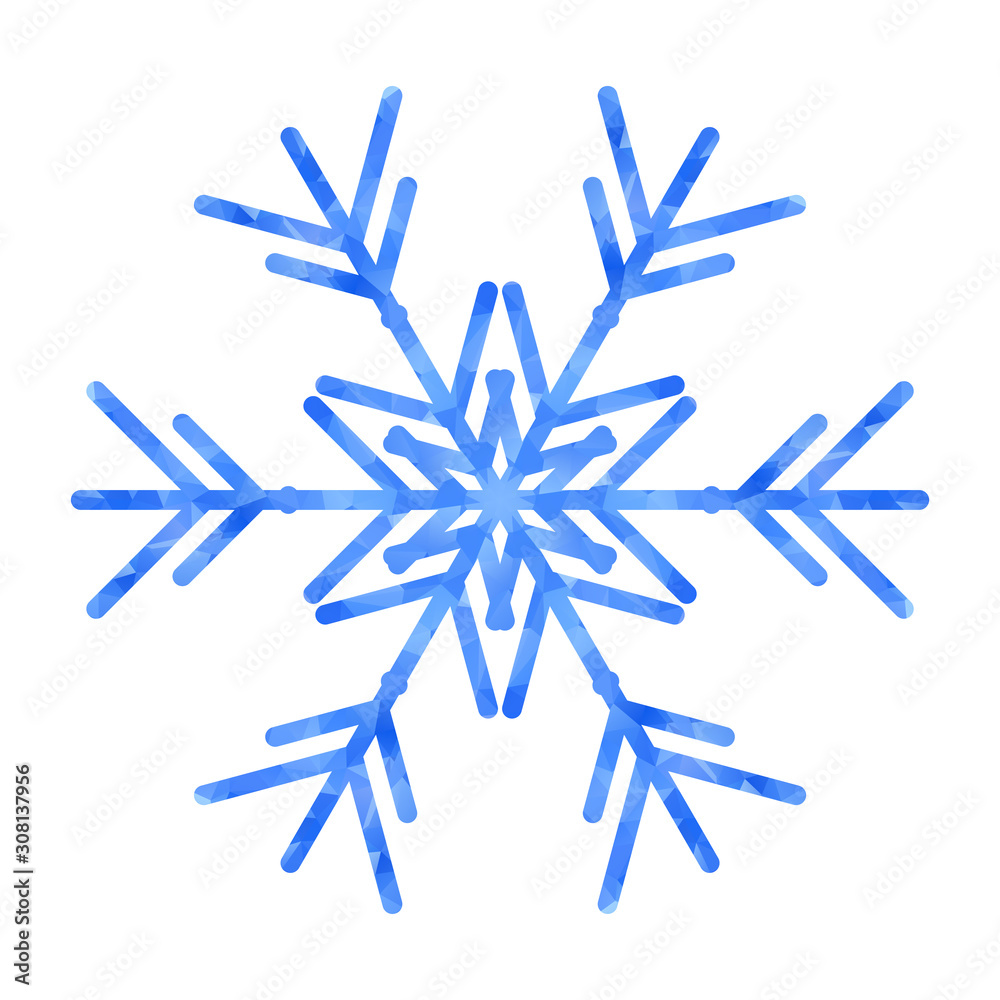 Poster Abstract design template with polygonal snowflake for decoration design. Vector decorative background. Winter symbol. Low poly banner with snowflake on white background for decorative design.