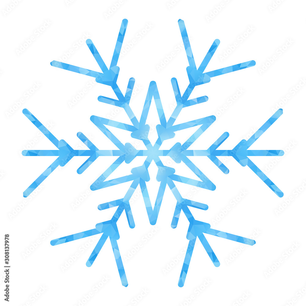 Poster Abstract design template with polygonal snowflake for decoration design. Vector decorative background. Winter symbol. Low poly banner with snowflake on white background for decorative design.