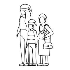 grandmother with daughter and grandson using christmas hat