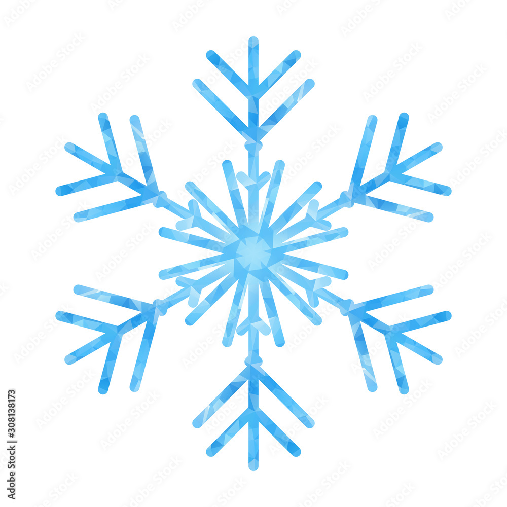 Poster Abstract design template with polygonal snowflake for decoration design. Vector decorative background. Winter symbol. Low poly banner with snowflake on white background for decorative design.