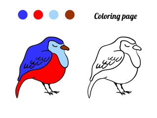Illustration of cute bird. Coloring page or book for baby.