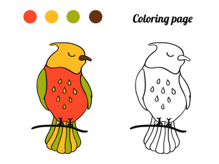 Illustration of cute bird. Coloring page or book for baby.
