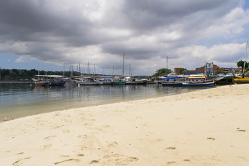 Fototapeta na wymiar Seaside view with small boats