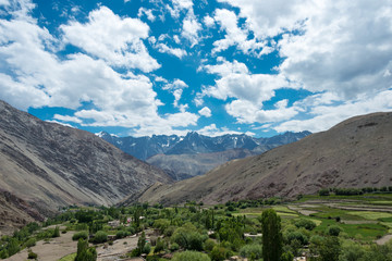 Fototapeta na wymiar Ladakh, India - Aug 22 2019 - Hemis Shukpachan Village in Sham Valley, Ladakh, Jammu and Kashmir, India.