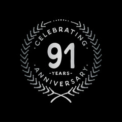 91 years design template. 91st vector and illustration.