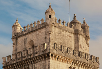 Fototapeta na wymiar The top of Torre de Belem in Lisbon Portugal