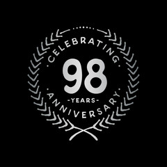 98 years design template. 98th vector and illustration.