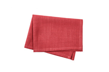 Red kitchen cloth (napkin) isolated on white background