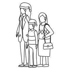 grandmother with daughter and grandson using christmas hat