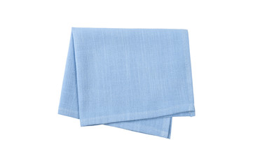 Blue napkin isolated on white background.