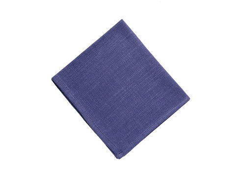 Blue Napkin Isolated On White Background. Top View