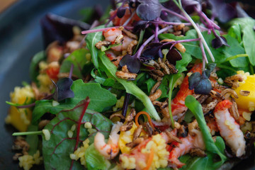 Fresh and healthy salad with herbs and vegetables, healthy and dietary