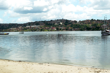 Seaside view with small boats