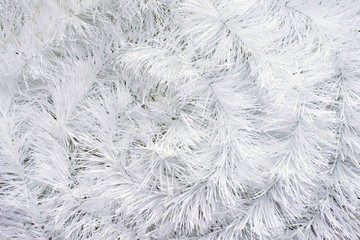 white background of white synthetic tinsel