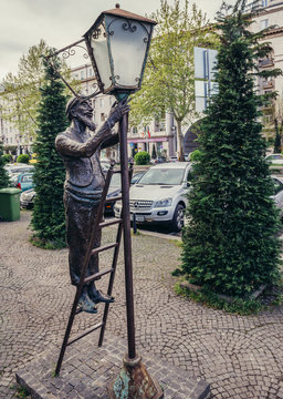 Tbilisi, Georgia - April 24, 2015. Statue of lamplighter in Tbilisi