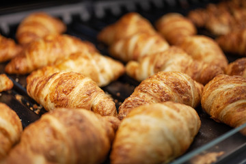 Croissant pastry product baked on a tray