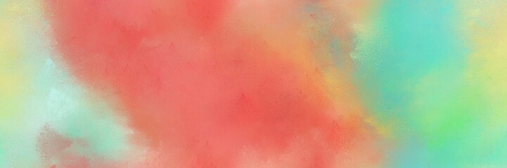 abstract diffuse painted banner background with dark salmon, salmon and medium aqua marine color. can be used as wallpaper, poster or canvas art