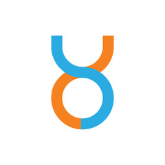 linked loop letter yo simple logo vector