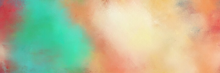 abstract burly wood, medium aqua marine and indian red colored diffuse painted banner background. can be used as wallpaper, poster or canvas art