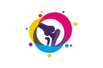 Colorful Knee Bone Logo designs concept, Knee Care logo template, Health Bone logo symbol icon