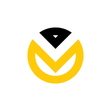 letter v simple geometric circle logo vector
