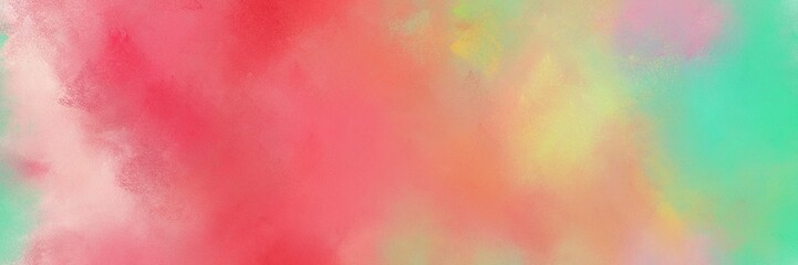 abstract dark salmon, medium aqua marine and ash gray colored diffuse painted banner background. can be used as wallpaper, poster or canvas art