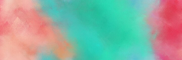 abstract tan, light sea green and medium aqua marine colored diffuse painted banner background. can be used as wallpaper, poster or canvas art