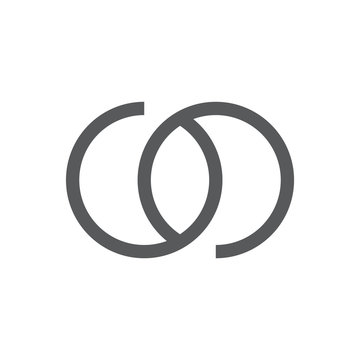 linked circle rings simple geometric logo vector