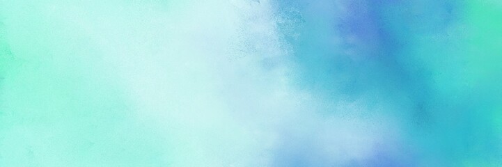 pale turquoise, medium turquoise and sky blue color painted banner background. diffuse painting can be used as texture, background element or wallpaper