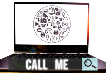 Conceptual hand writing showing Call Me. Concept meaning Asking for communication by telephone to...
