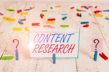 Conceptual hand writing showing Content Research. Concept meaning method for studying documents and...