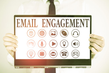 Handwriting text Email Engagement. Conceptual photo measure how subscribers engage in the email...