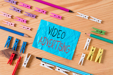 Conceptual hand writing showing Video Advertising. Concept meaning encompasses online display...