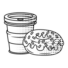 delicious sweet donut with coffee